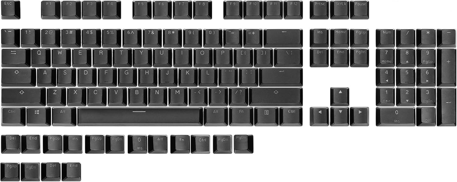 Happy Balls PBT Keycaps Backlit Cherry MX Keycap Set Doubleshot OEM Profile Translucent for US UK Layout 61 68 84 87 104 108 MX Switches Mechanical Keyboard (White Grey)