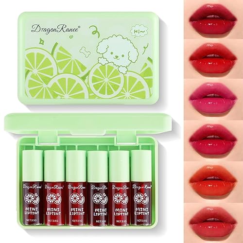 Juego de tintes de labios de terciopelo coreano de 6 colores, impermeable, color vivo, brillo de labios y manchas de mejillas de larga duración