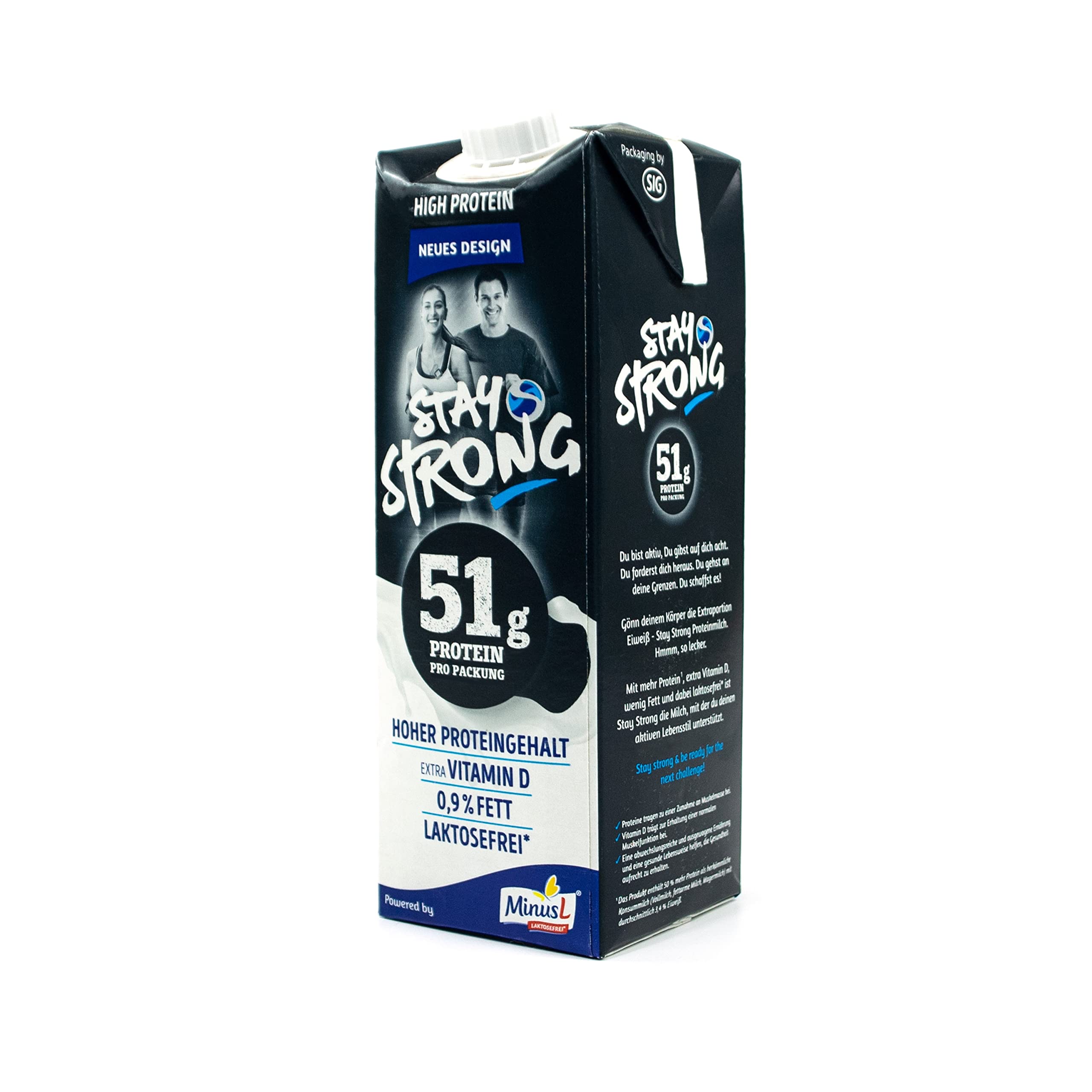MinusL - 10er Pack Laktosefreie fettarme Protein H-Milch 0,9 % Fett á 1 Liter - Proteinmilch Milch laktosefrei und fettarm für Menschen mit Laktose- Intoleranz (Voller Genuss)