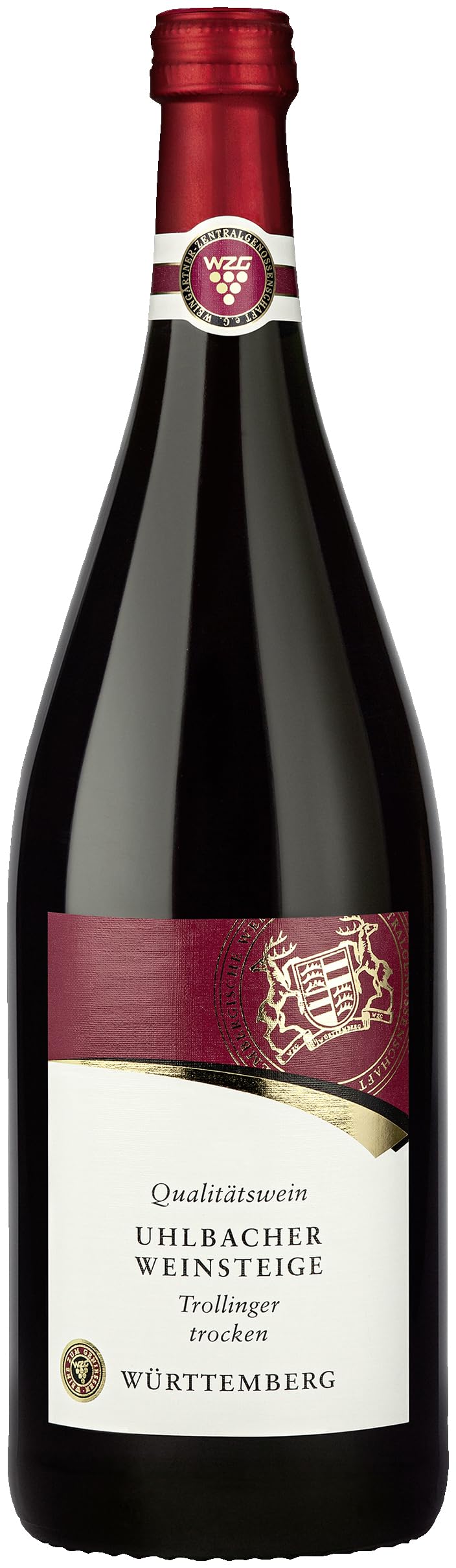 WZG Württemberger Wein Uhlbacher Weinsteige Trollinger QW trocken (6 x 1.0 l) | Schwabischer Qualitätswein aus Württemberg – 1-Liter-Flaschen im praktischen Sechserpaket