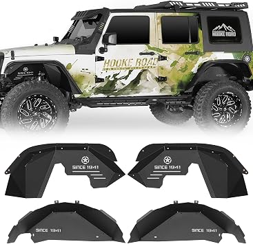 u-Box Wrangler JK Front & Rear Inner Fender Liners Kit for Jeep Wrangler JK JKU 2007 2008 2009 2010 2011 2012 2013 2014 2015 2016 2017 2018 - Wheel Well Liners Aluminum, 4PCS