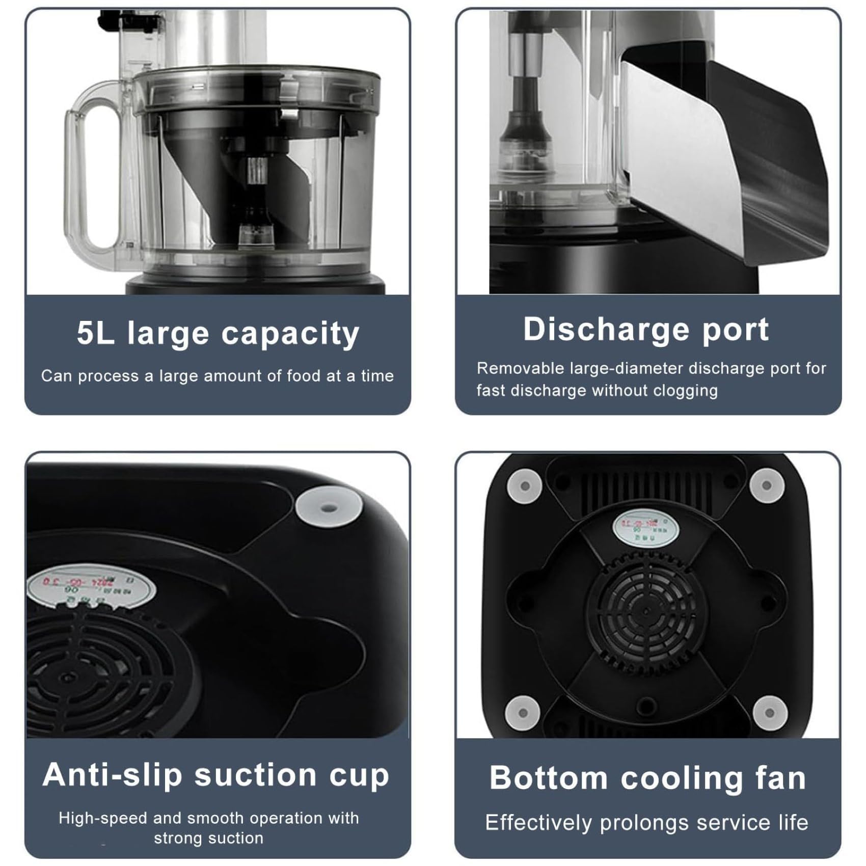 Coupe-légumes électrique, robot culinaire commercial 600 W 5000 ml avec 5 moules interchangeables pour couper en dés, déchiqueter, trancher, équipement de cuisine professionnel en acier inoxydable