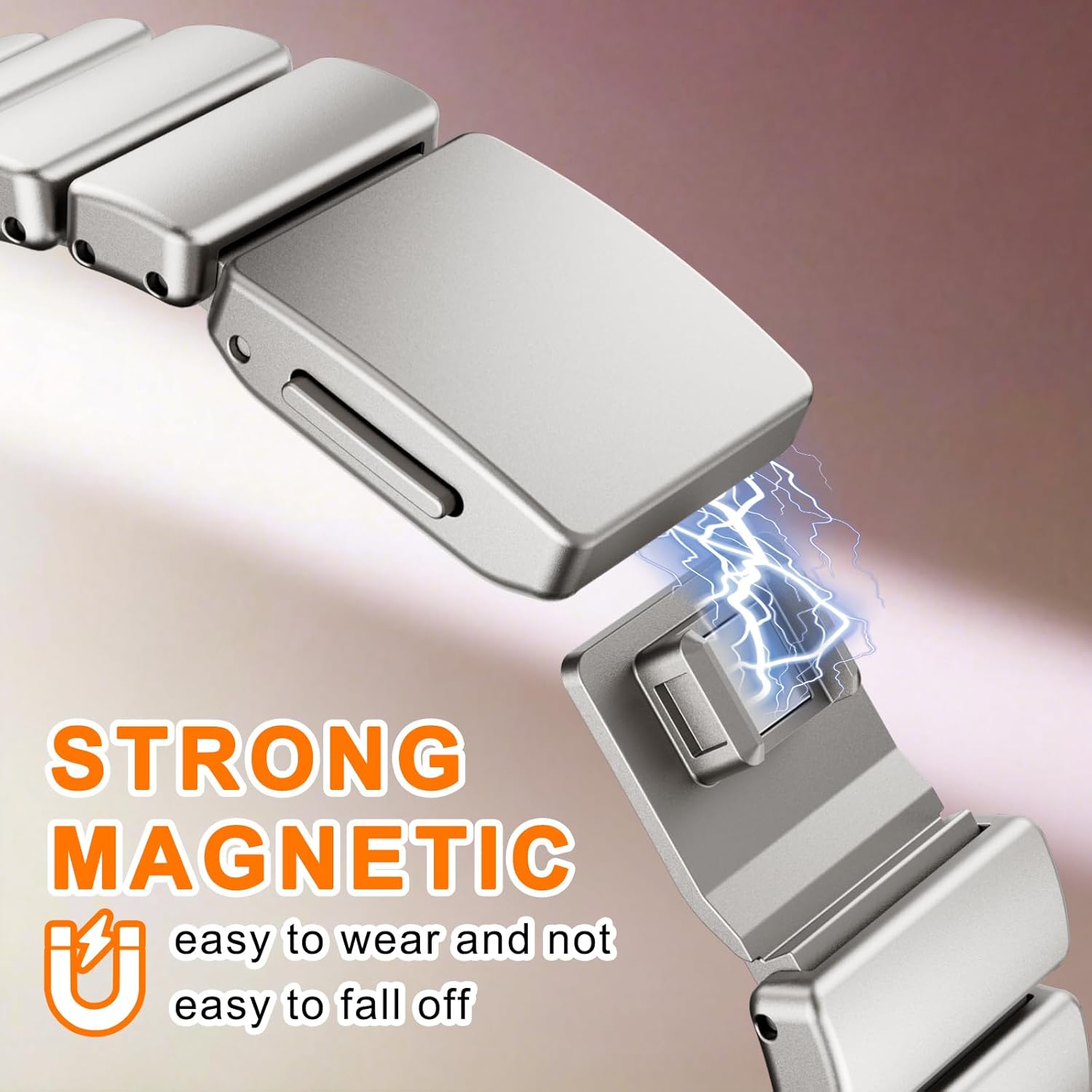 Magnetic Slim Metal Band Compatible with Apple Watch Bands for Women Series 11 10 46mm 45mm 44mm 42mm SE 9 8 7 6 5 4 38mm 40mm 41mm 3/2/1,Luxury Stainless Steel Strap Silicone Link For iwatch
