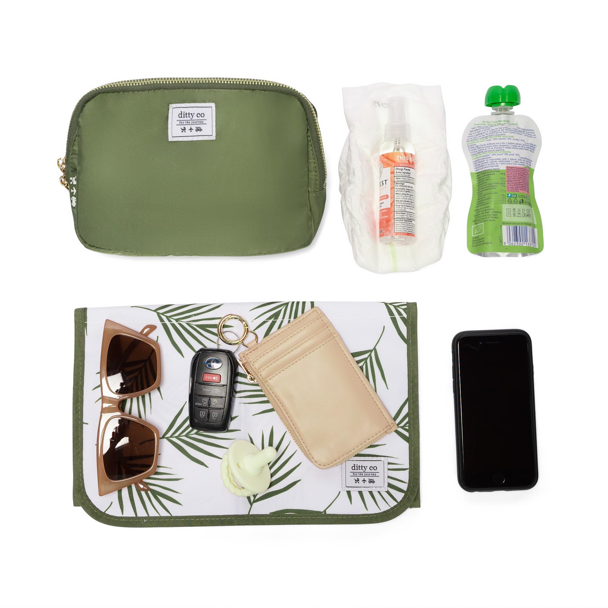 Mini Ditty Extra kleine Wickeltasche – Überall Gürteltasche mit Wickelunterlage für Frauen – Minimale Reise-Gürteltasche – kompakte Umhängetasche für Mütter – freihändiges Baby-Reisezubehör – Eltern