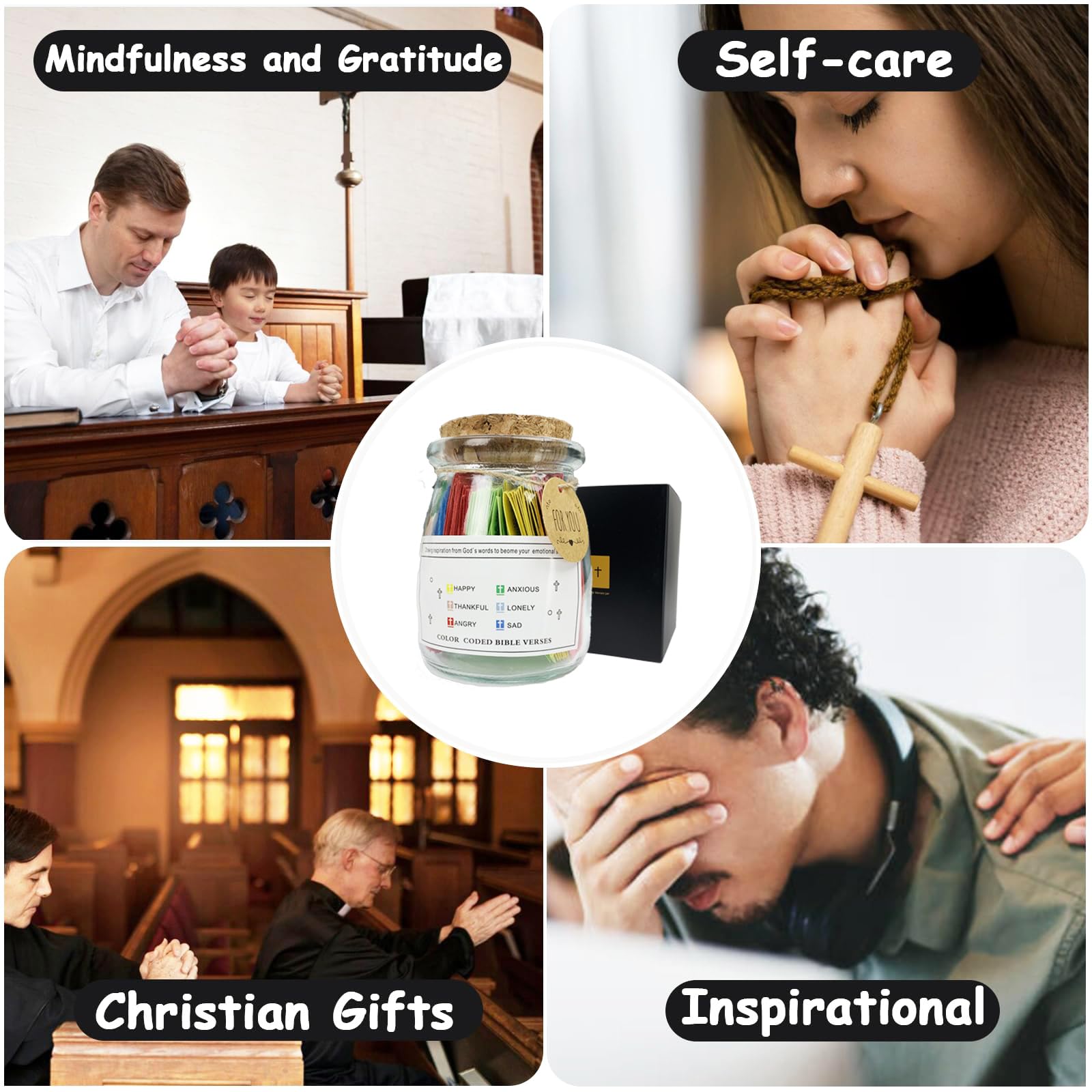 Bible Verse Jar, first communion gifts for girls, Christian graduation gifts for boys,Read Me When Scripture Prayer Cards for Emotions and Feelings,communion gift for Women Men Mom Dad Friend