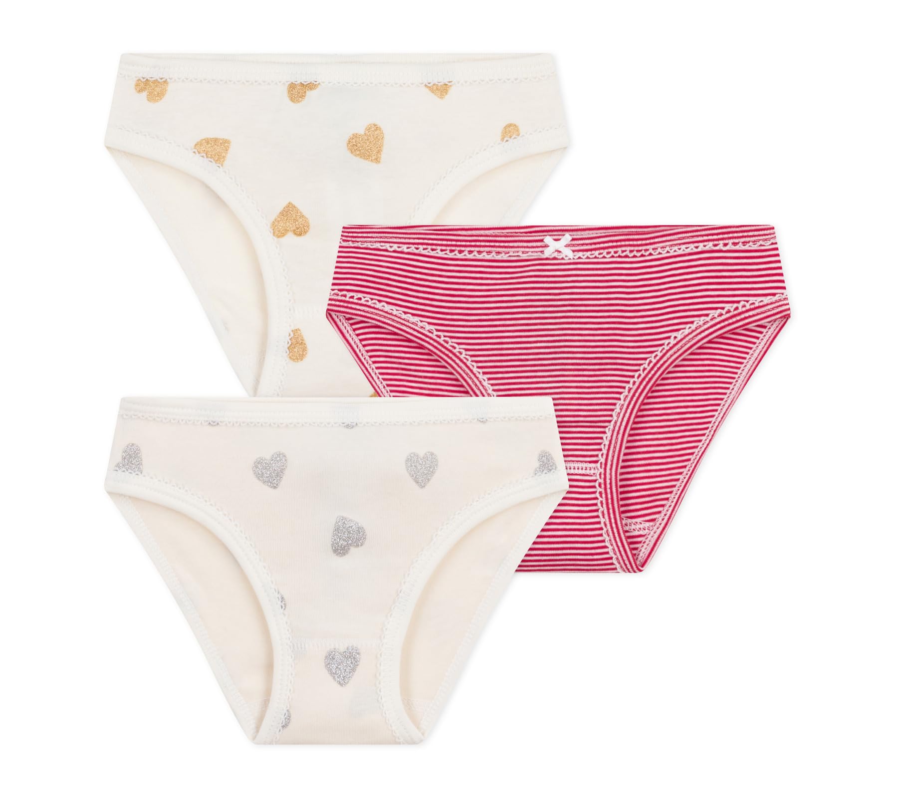Petit Bateau Lot de Culottes Enfant en Coton Imprimé Cœurs A0e8b00 sous Vêtements Jour Fille (Lot de 3)
