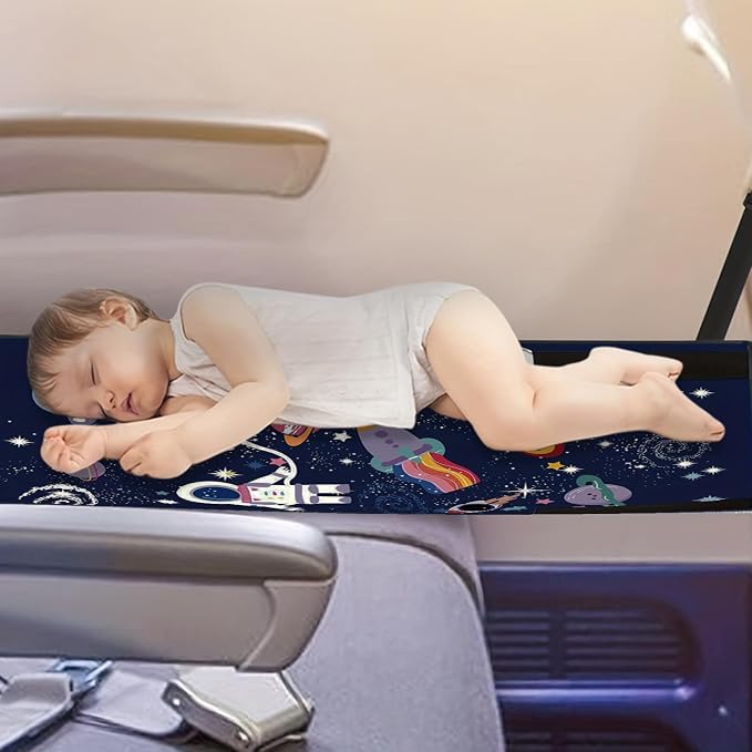 Cama de viaje para niño pequeño con diseño espacial azul miniatura 2