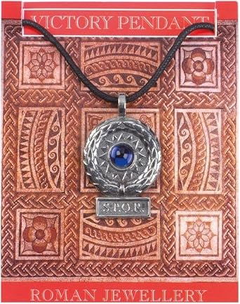 SPQR Roman Victory Pendant Unisex Historical Costume Necklace Silver