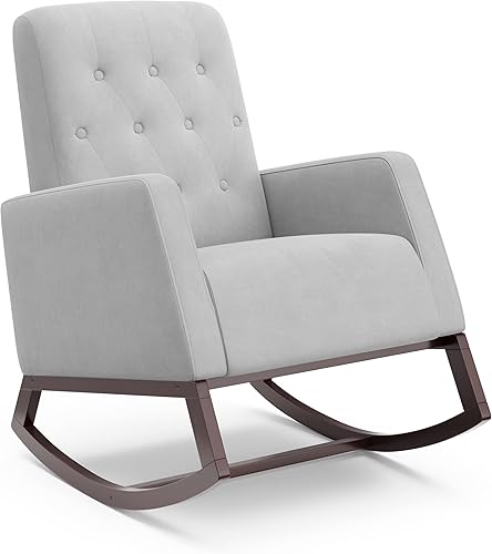 Vista 14 de Storkcraft Northern Lights - Mecedora tapizada con botones para guardería, mecedora suave, base de madera maciza natural