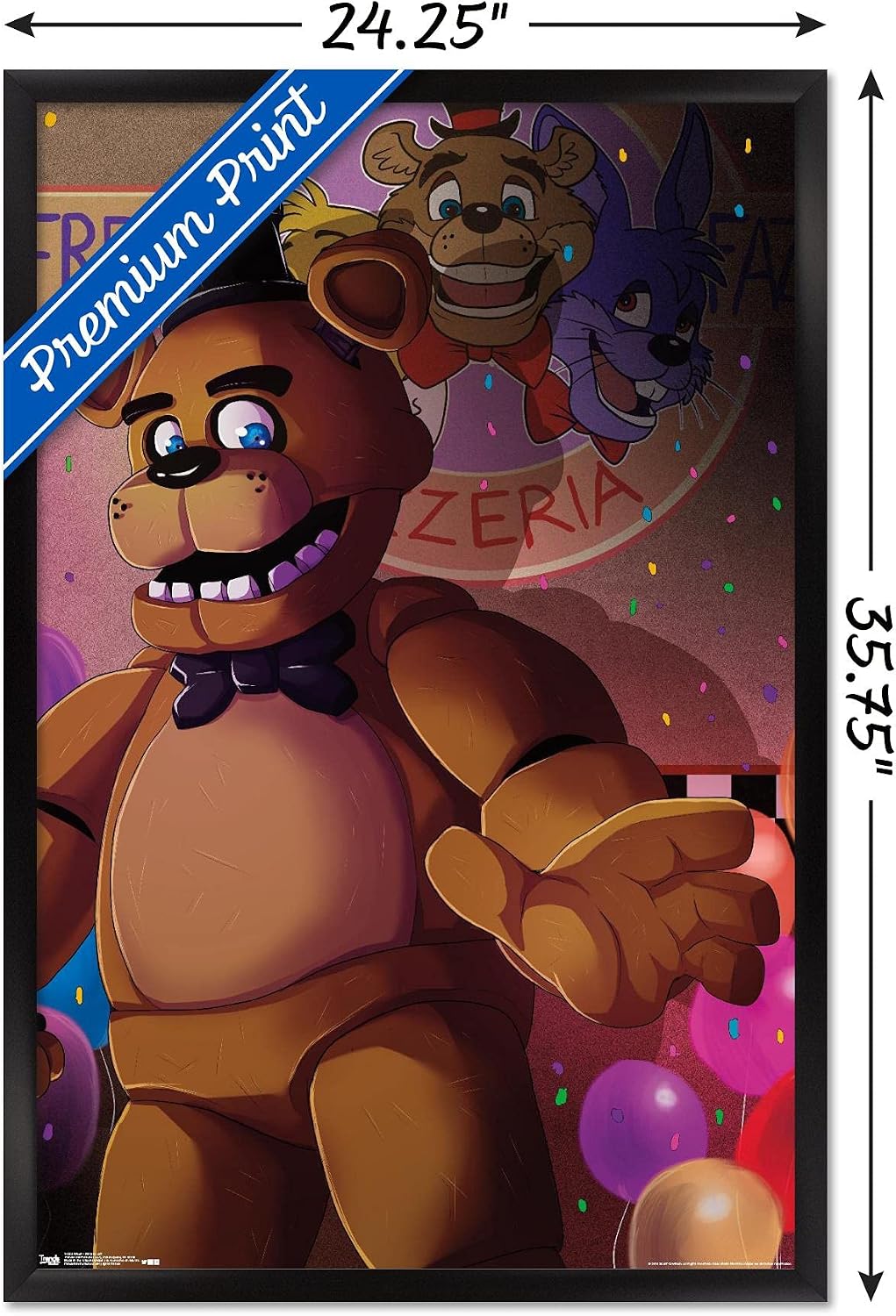 Trends International Five Nights at Freddy's - Pizzeria Art Wall Poster, 22.375" x 34", Black Framed Version image 3