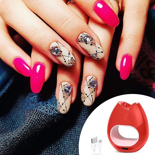 Miniatura 4 de Lámpara de uñas LED UV, mini lámpara de uñas de gel USB roja de 16 W, secador de uñas portátil en forma de rosa para uñas de gel, manicura,
