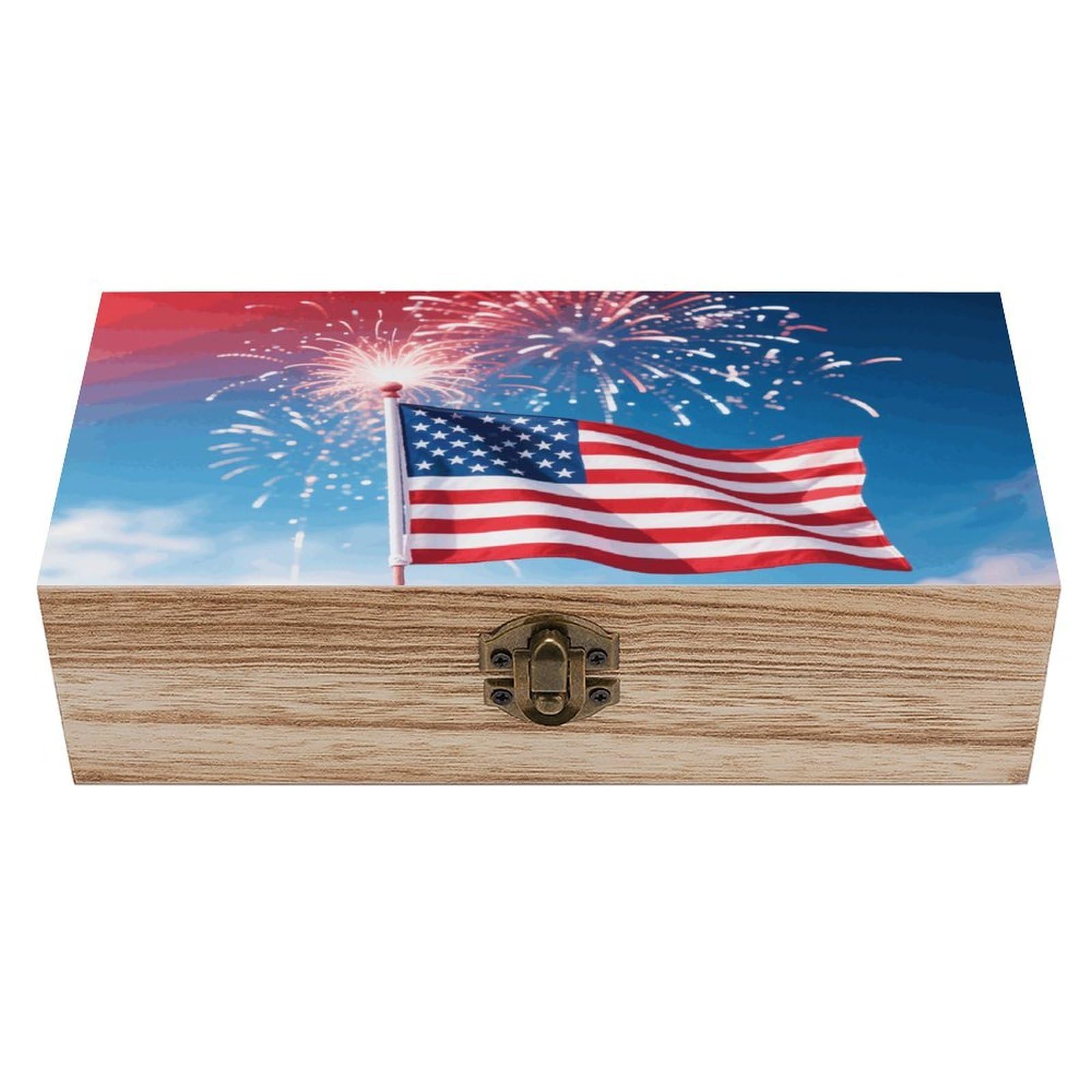 FodPand Decorative Keepsake Box Wooden Storage Boxes with Hinged Lid Handmade Fireworks Wood Organizer Memory Treasure Box for Jewelry Craft Card Photo Storage Wedding Bridal Shower Gifts