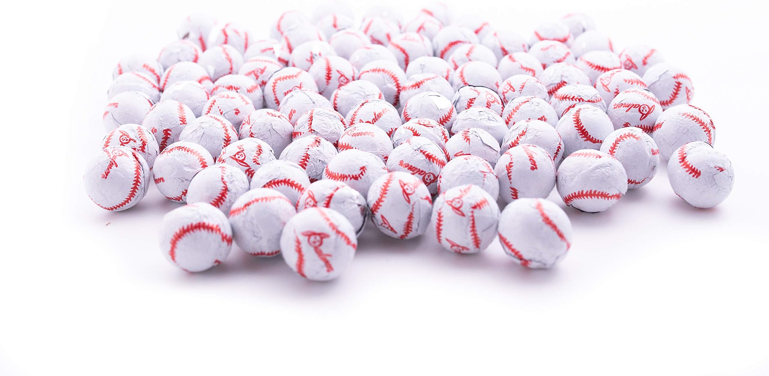 Chocolate Covered Baseballs - 1 LB Resealable Stand Up Bag (approx. 80 pieces) - Individually Wrapped Milk Chocolate Baseballs - Bulk Party Filler for Events, Sports Parties, and Celebrations