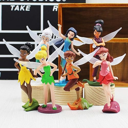 Miniatura 6 de Figuras de anime en miniatura, 7 piezas de personajes clásicos de anime Fly Wing Girl, decoración de casa de muñecas, decoración de jardín de hadas,
