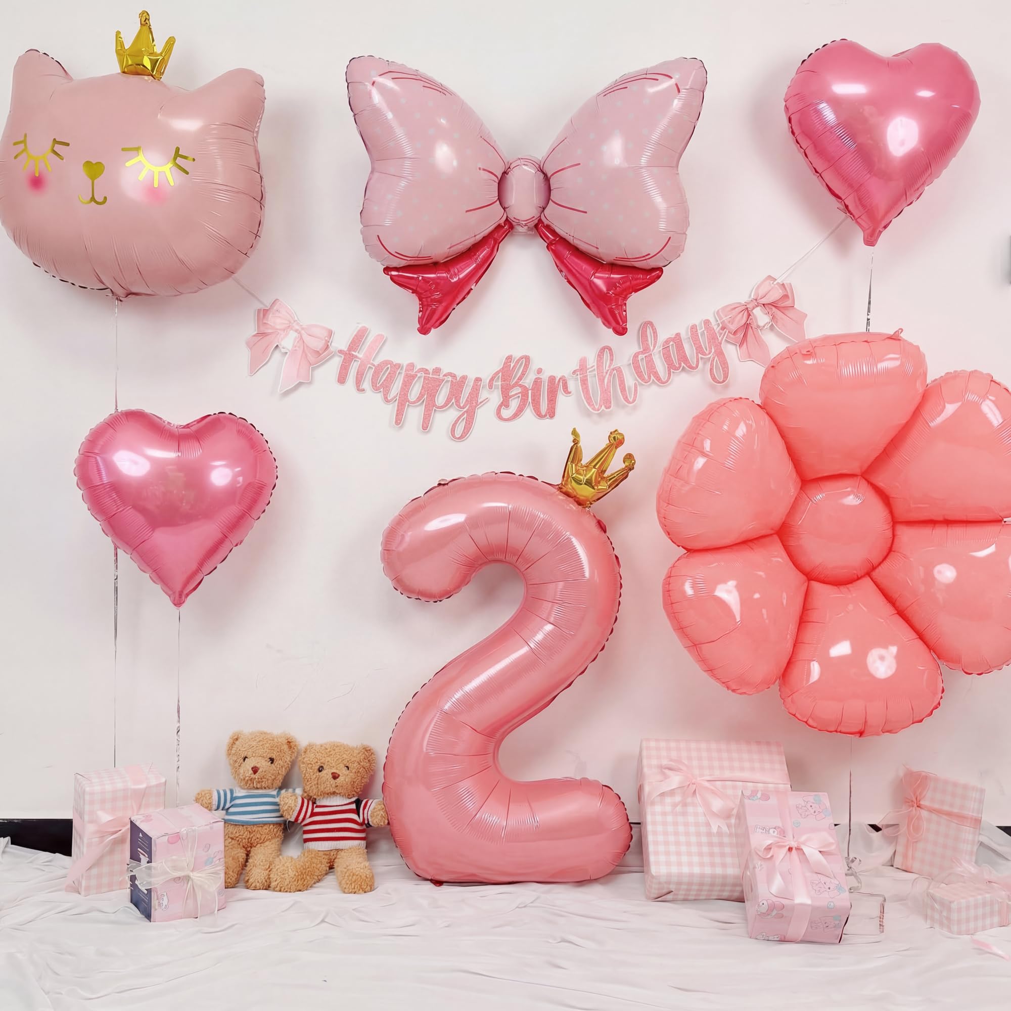 2歳 誕生日 飾り付け、女の子 バースデー 飾り 誕生日 バルーン 飾り バルーンフラワー 誕生日 かざりつけ 女の子