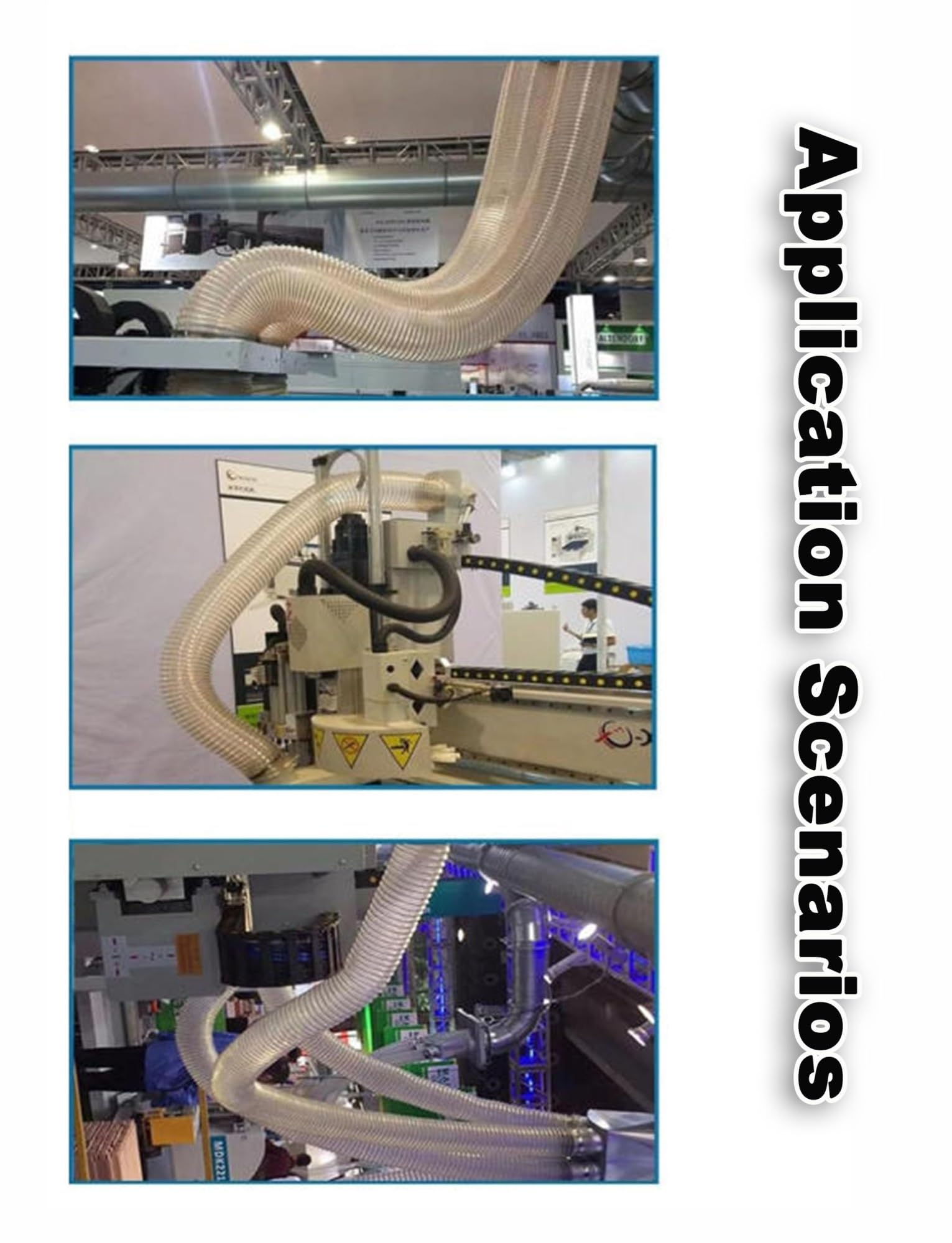 Manguera flexible transparente de vacío con espiral de alambre de acero integrado, 39.4 pulgadas de longitud para una extracción eficiente de humos