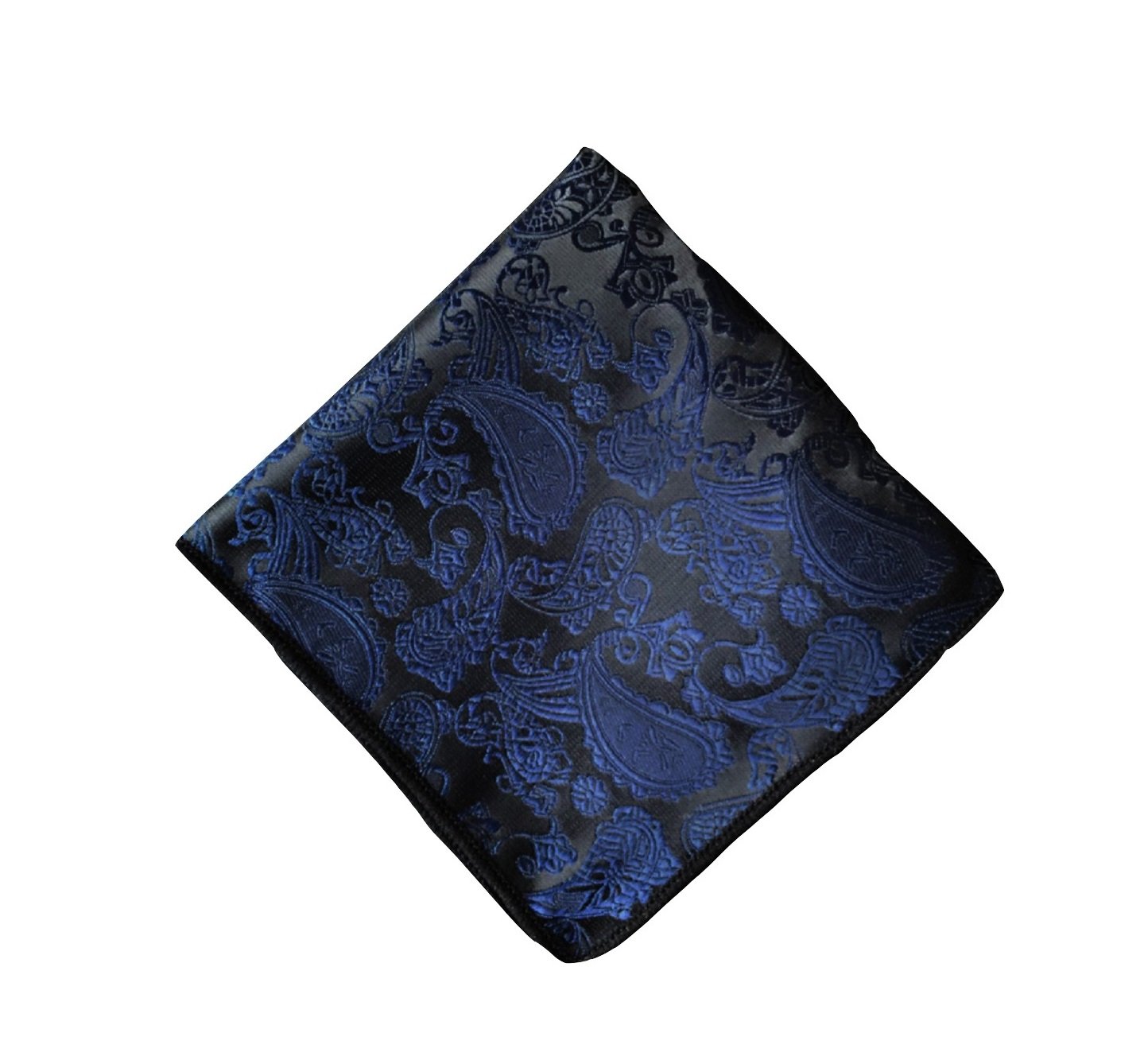 L&L® Hand Made Men Paisley Jacquard Silk square Wedding pocket Hanky Handkerchief (Navy)