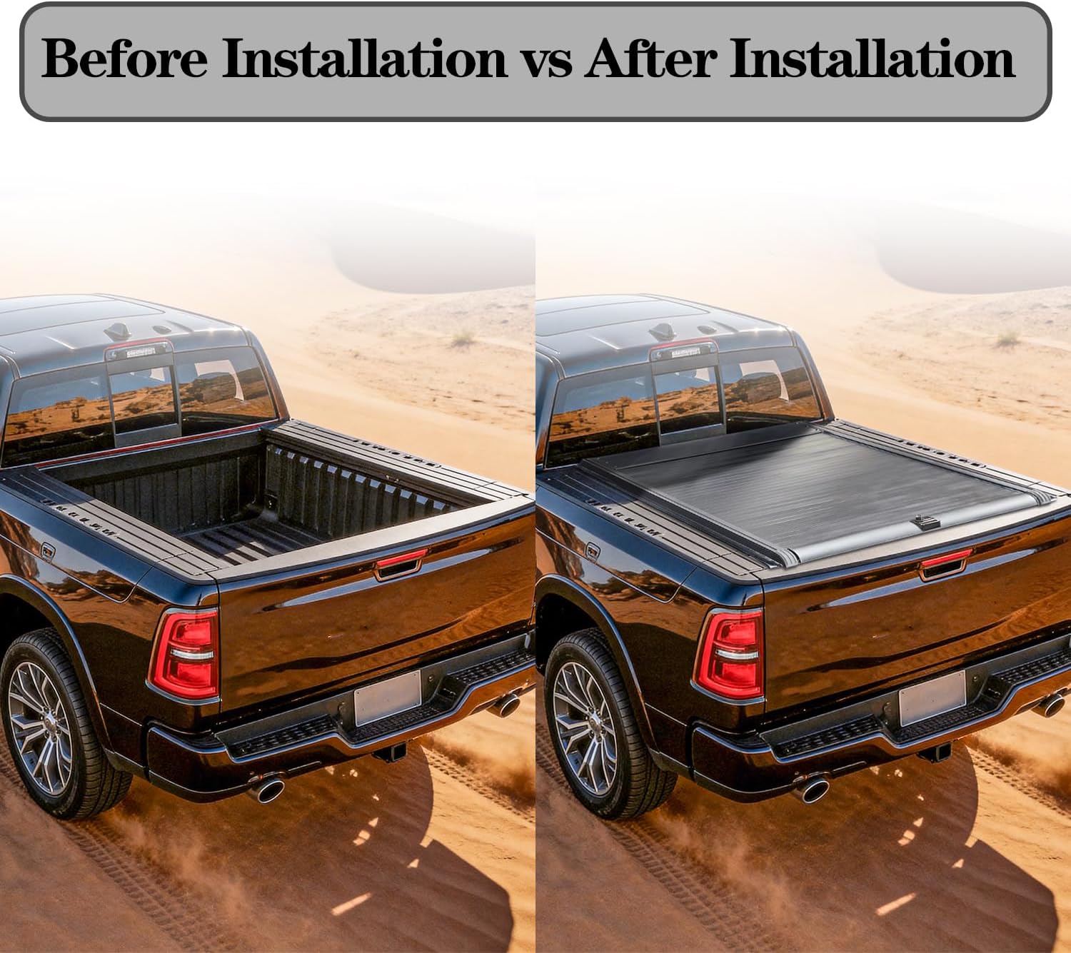 Retractable Truck Bed Tonneau Cover Fits 2009-2025 Dodge Rambox 1500 (5’7”/68.4" Bed) Aluminum Truck Bed Tonneau Cover Password Lock