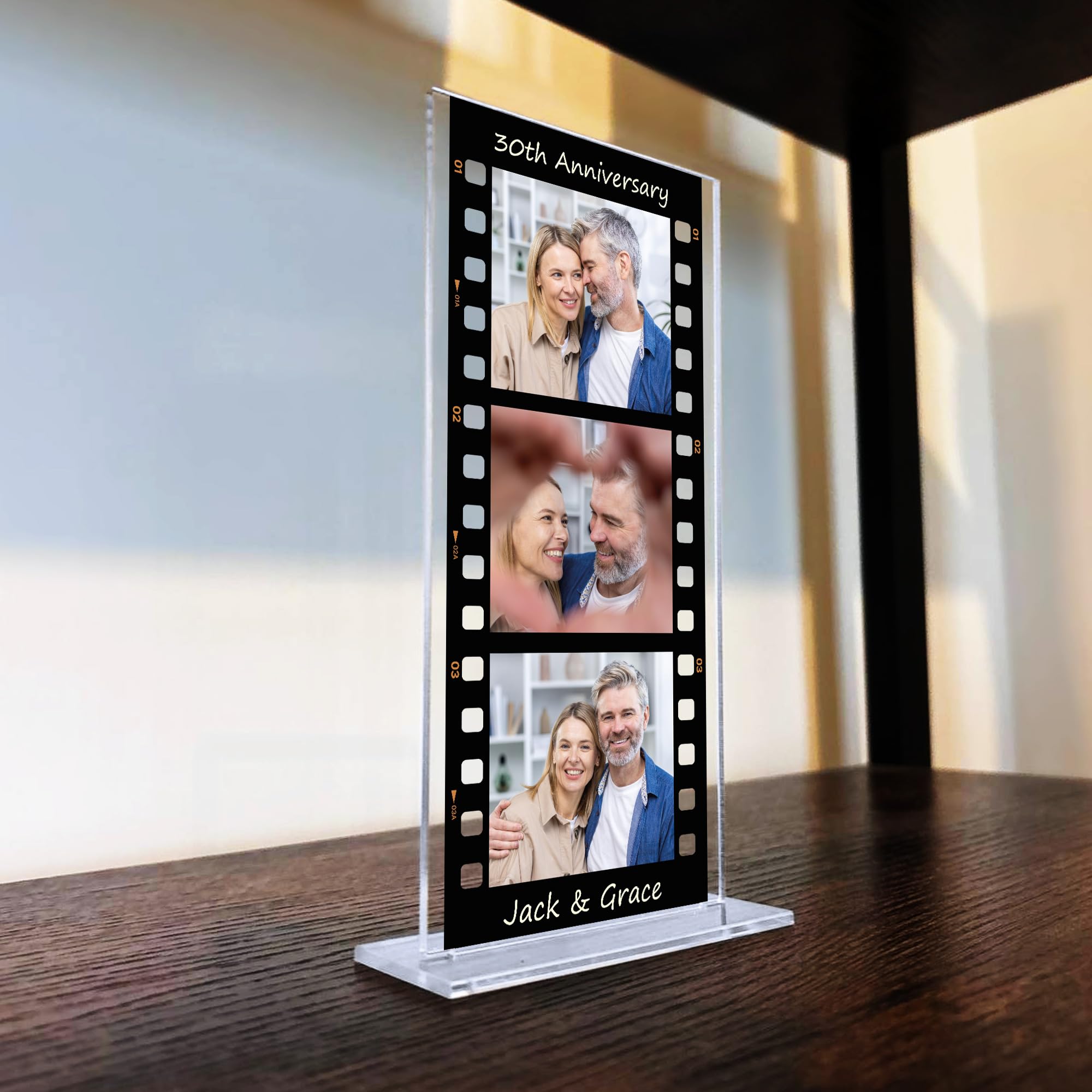 Red Ocean Personalised Gift For 1st 2nd 3rd 5th 10th 20th 40th 50th Anniversary, Retro Photo Collage Plaque Gift For Husband Wife Photo Gift For Him Her, Couple Gift For Anniversary (30th Anniversary)