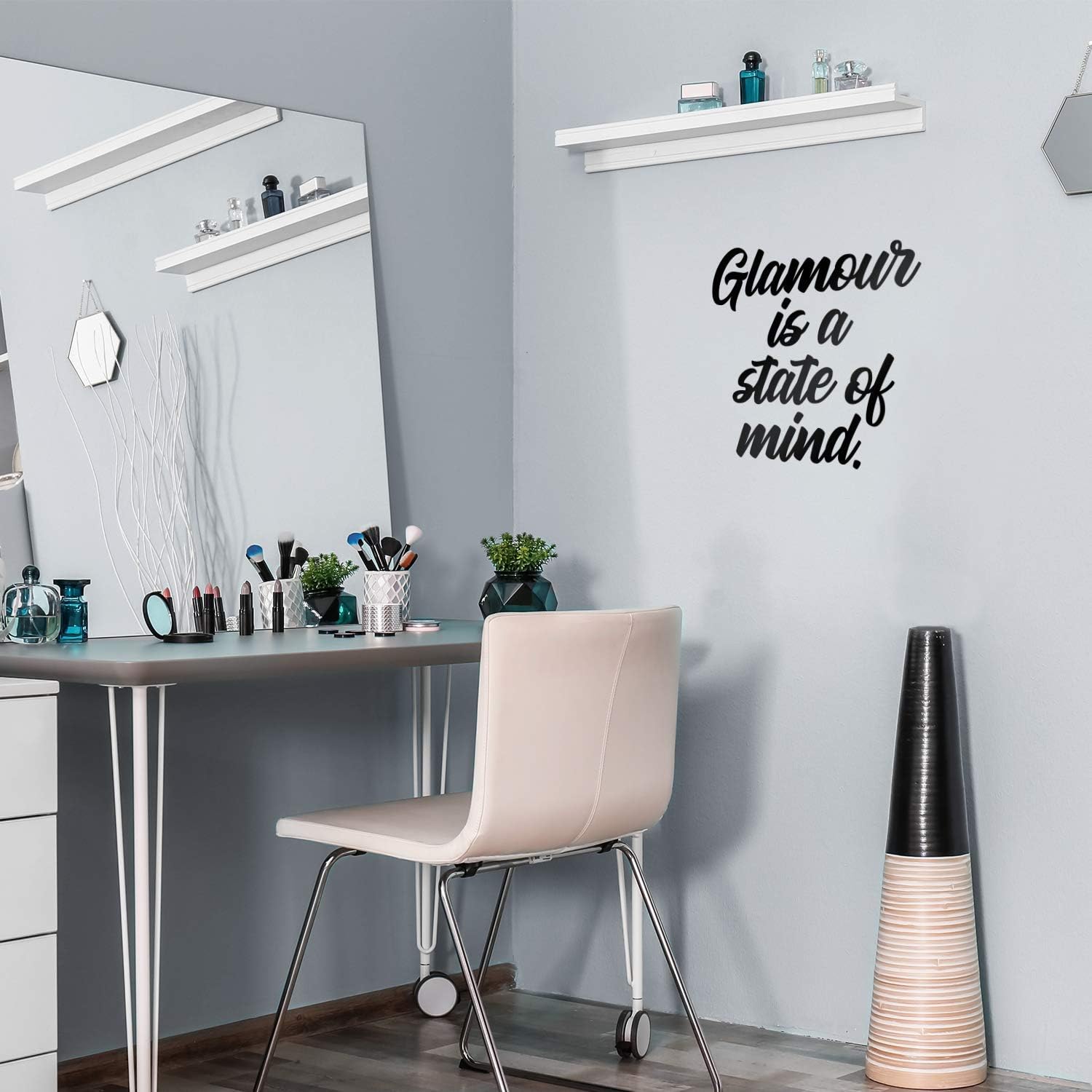 Vinyl Wall Art Decal - Glamour is A State of Mind - 17" x 17" - Inspiring Makeup Lovers Modern Trendy Women Girls Home Bedroom Apartment Living Room Salon Spa Bathroom Vanity Decor