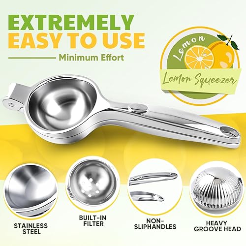 Miniatura 4 de Exprimidor de limón grande, exprimidor de limón de acero inoxidable, exprimidor manual de cítricos de alta resistencia, herramientas de cocina,