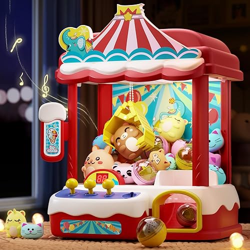 Skirfy Máquinas de garras para niños y adultos con 30 mini premios y sonidos ajustables, máquinas expendedoras de juguetes dispensadores, regalos