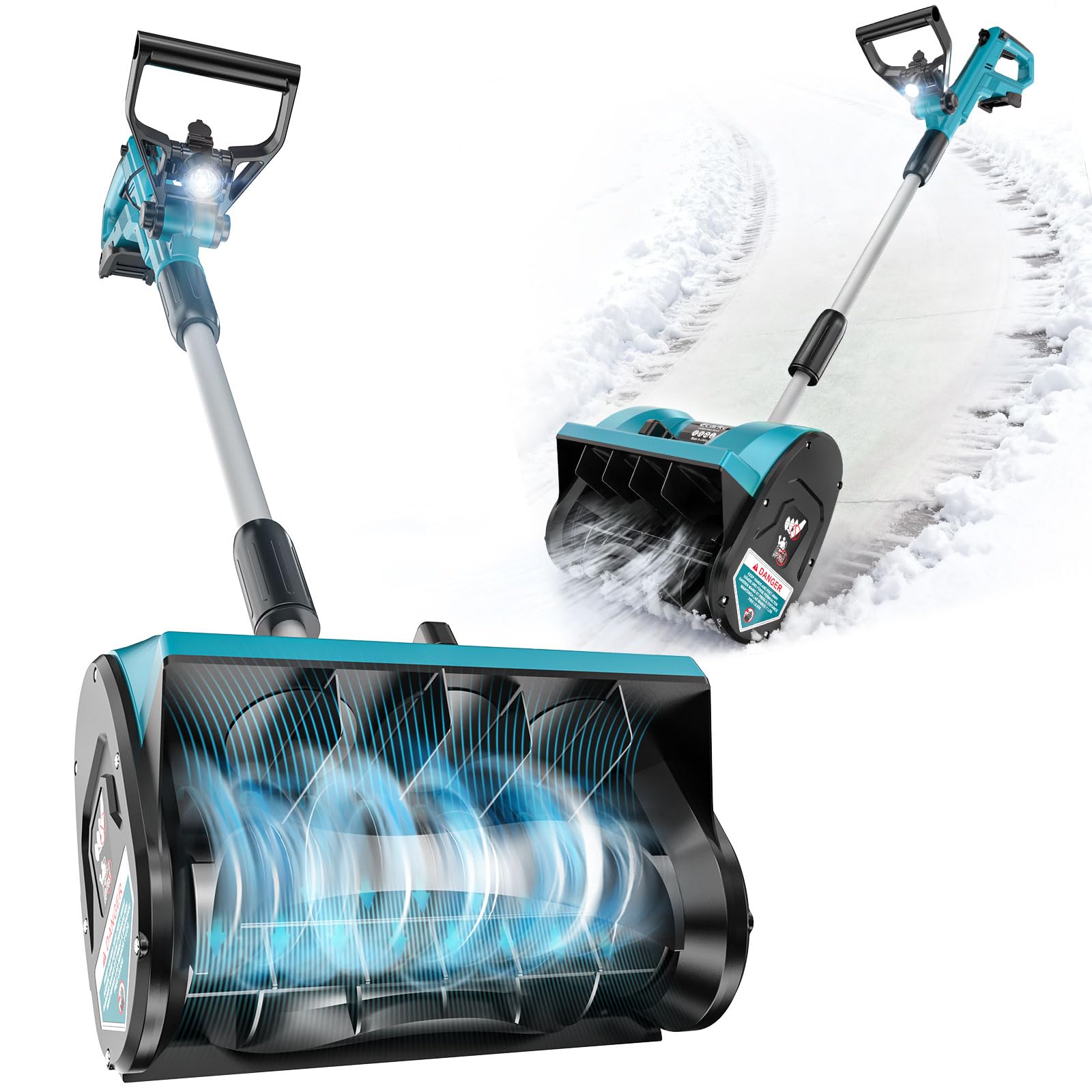 Ecarke Akku-Schneefräse kompatibel mit Makita 18V Akkus, 1000W bürstenloser Motor, Räumhöhe bis 15.5 cm, Wurfweite bis 6-7 m, Arbeitsbreite 30 cm, 30° verstellbar (ohne Akku)