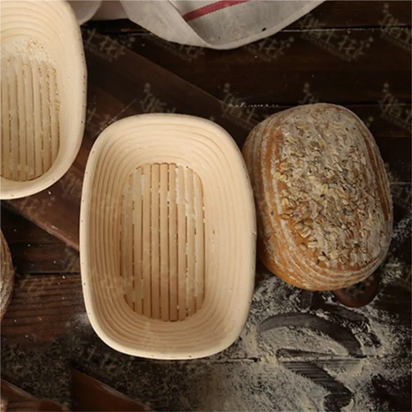 Cestas for fermentación de masa pan, cesta mimbre, madre ratán portátil, cestas for, herramientas cocina Para Hornear Pan(15X8X5cm)