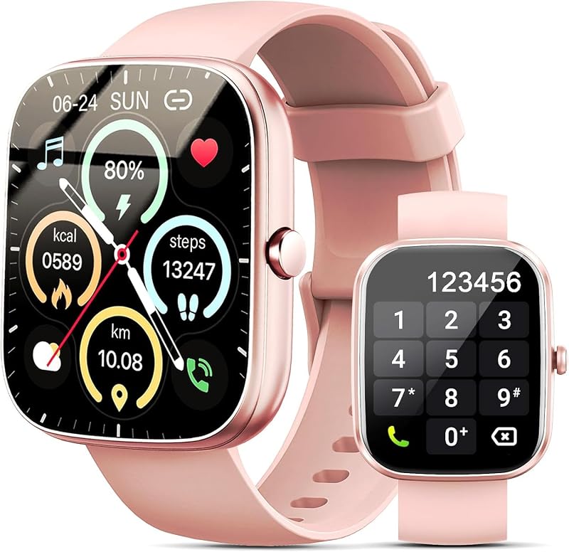 Reloj inteligente, reloj inteligente HD de 1,96 pulgadas, pantalla táctil para responder/hacer llamadas, IP68 resistente al agua 100+ rastreador de actividad deportiva con monitor de sueño/SpO2/frecuencia cardíaca/podómetro para Android iOS