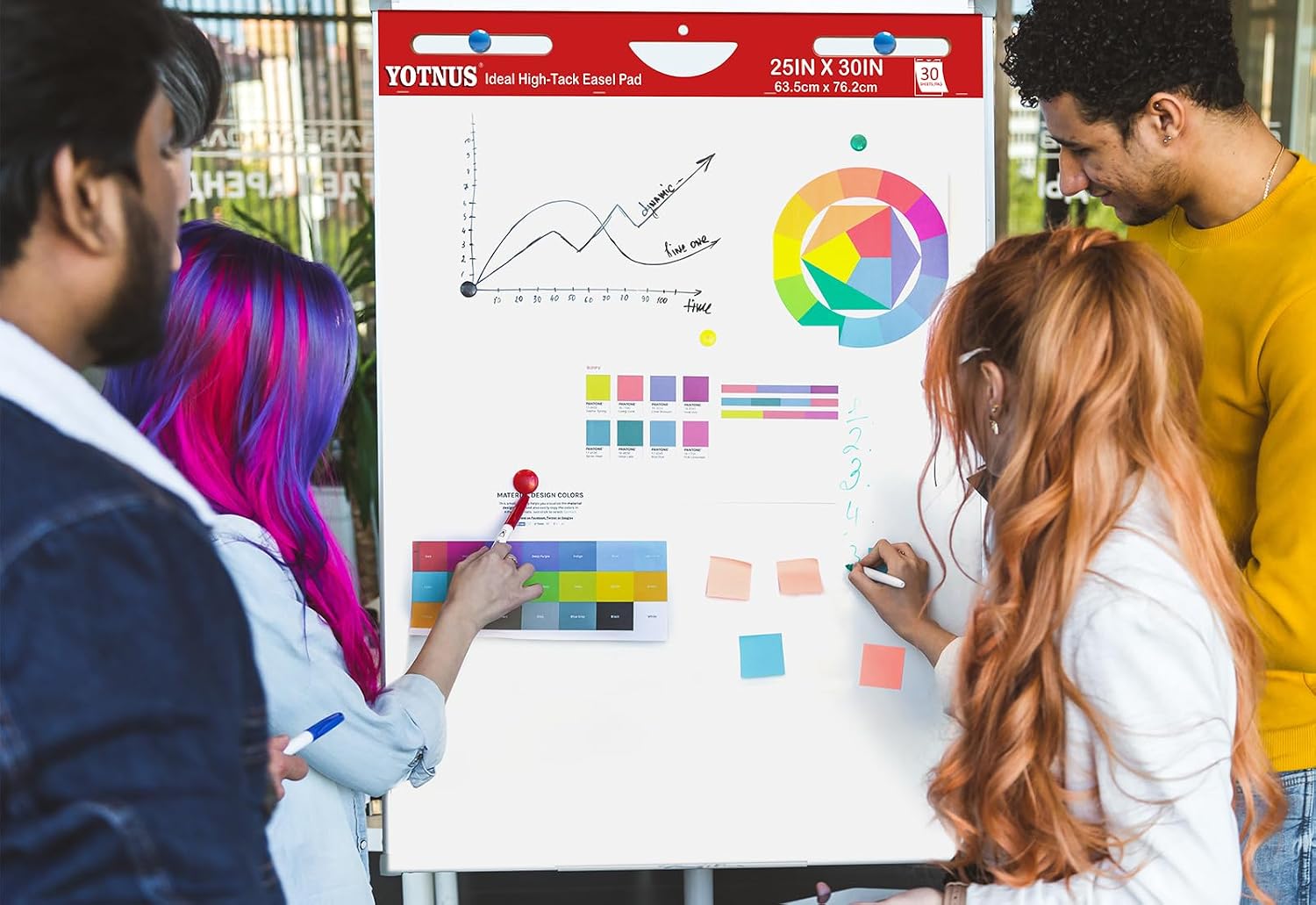 25" x 30" Flip Chart Paper, Sticky Easel Pad with Carrying Handle, Easel Paper with Self-Adhesive, Large Sticky Chart Paper 30 Sheets/Pad (2 Pad)