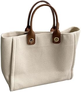 Bolsos de lona para mujer, color blanco, bolsa de mano de capacidad simple, bolsa de la compra