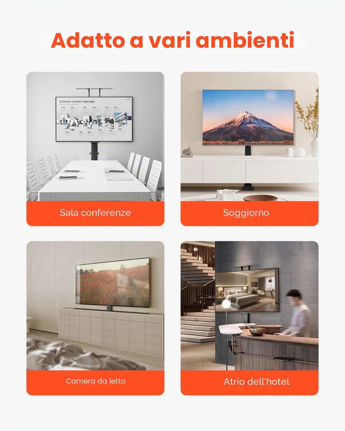 VEVOR Supporto TV Motorizzato Staffa Supporto per TV Capacità di Carico max. 60 kg, Telaio TV Elettrico Verticale a Sollevamento di Altezza con Telecomando per TV 813-1397 mm con VESA 40x40 cm