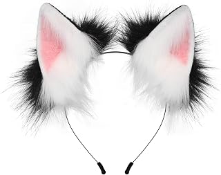 QinRuan Fox Cat Long Fur Ears Hair Headwear Wolf Animal Anime Halloween Cosplay Costume