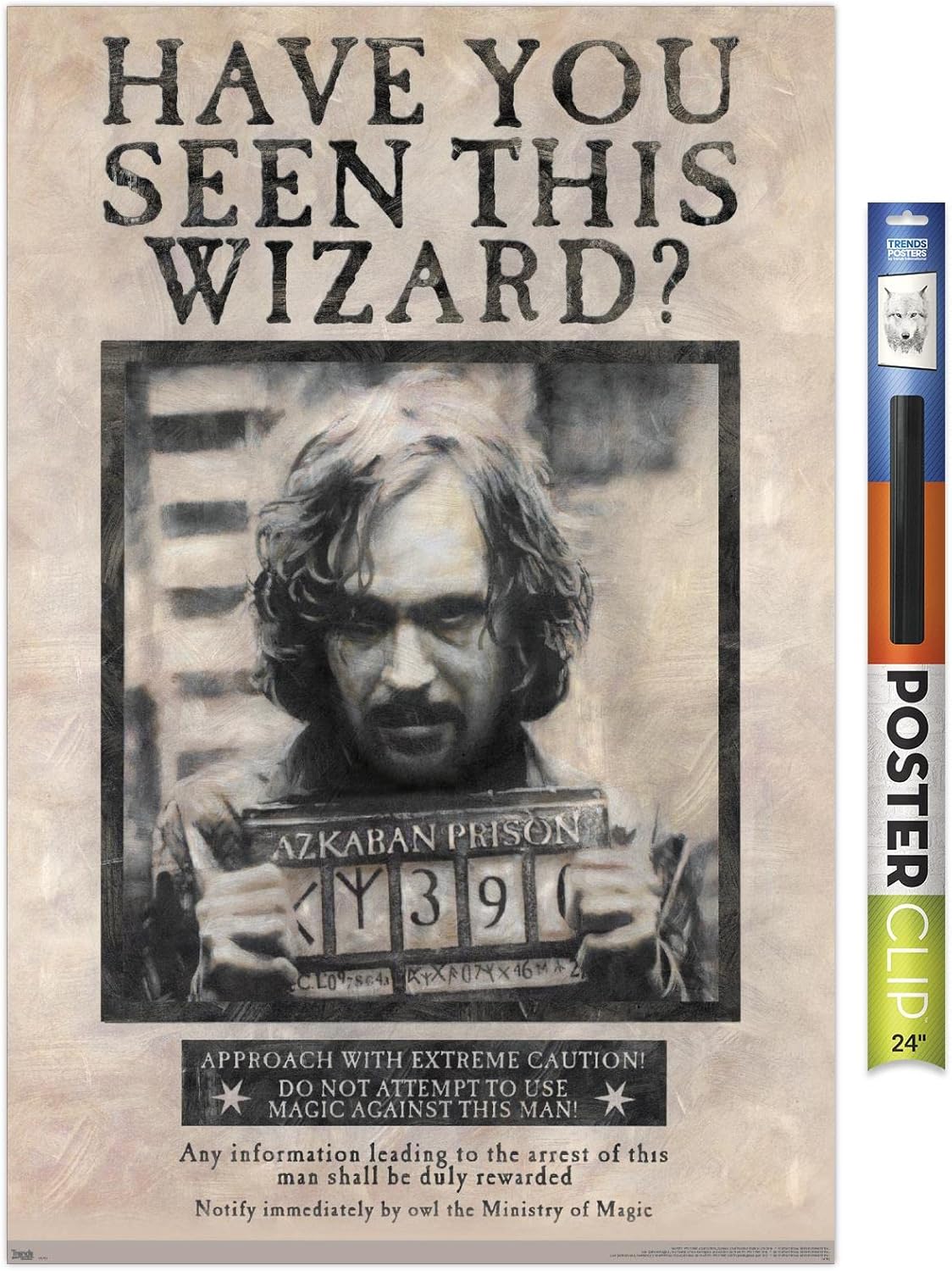 Trends International The Wizarding World: Harry Potter - Sirius Black Wanted Poster Wall Poster, 22.375" x 34", Black Framed Version