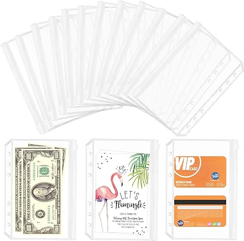 Miniatura 1 de QiXin 30 bolsillos transparentes A5 para carpeta, 6 agujeros, carpetas con cremallera, bolsas de hojas sueltas de PVC, sobres de efectivo para