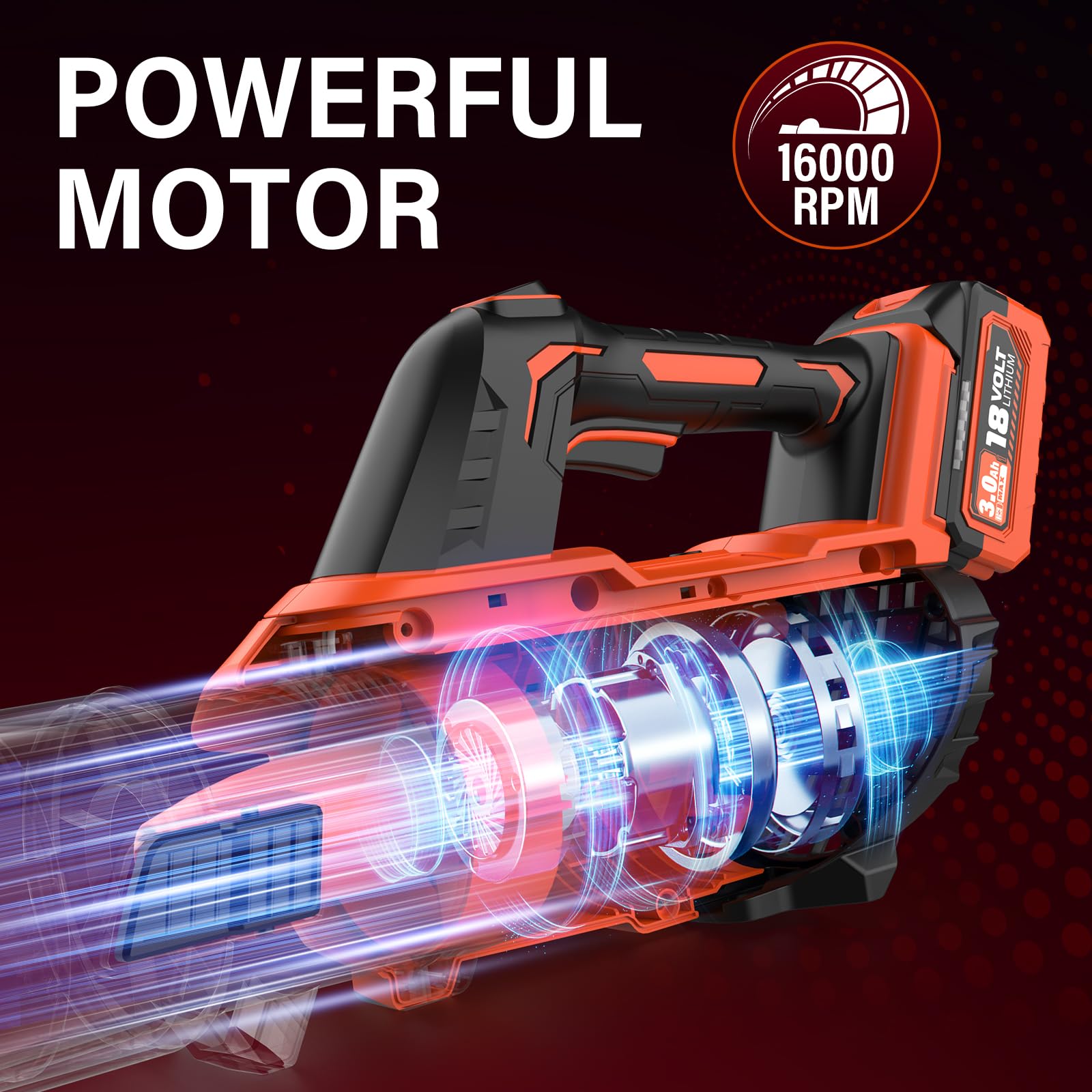 MAXLANDER Soplador de hojas, soplador de hojas eléctrico inalámbrico y aspiradora con 2 baterías de 3.0 Ah y cargador, 350 CFM y 100 MPH, y modo de 2 velocidades, para limpieza de patio, cuidado del