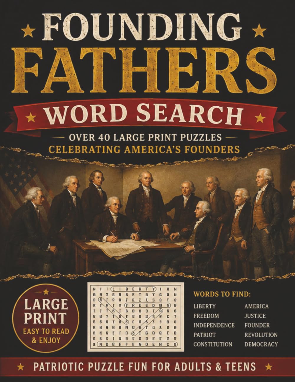 FOUNDING FATHERS WORD SEARCH: Over 40 Large Print Puzzles Celebrating America’s Founders