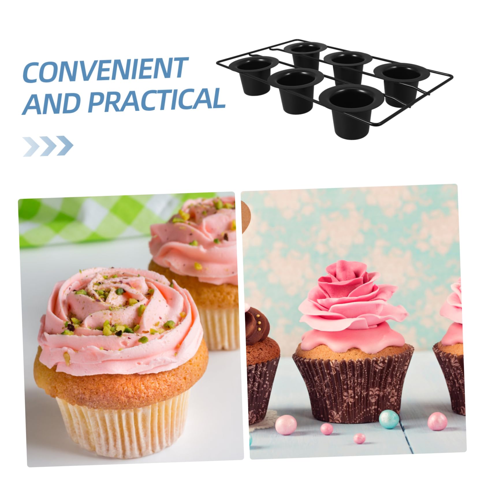 Donut Form Muffinform aus Kohlenstoffstahl mit Antihaftbeschichtung 6 Tassen Design Schwarz zum Gleichzeitigen Backen von Muffins oder Cupcakes für Besondere Anlässe und Private