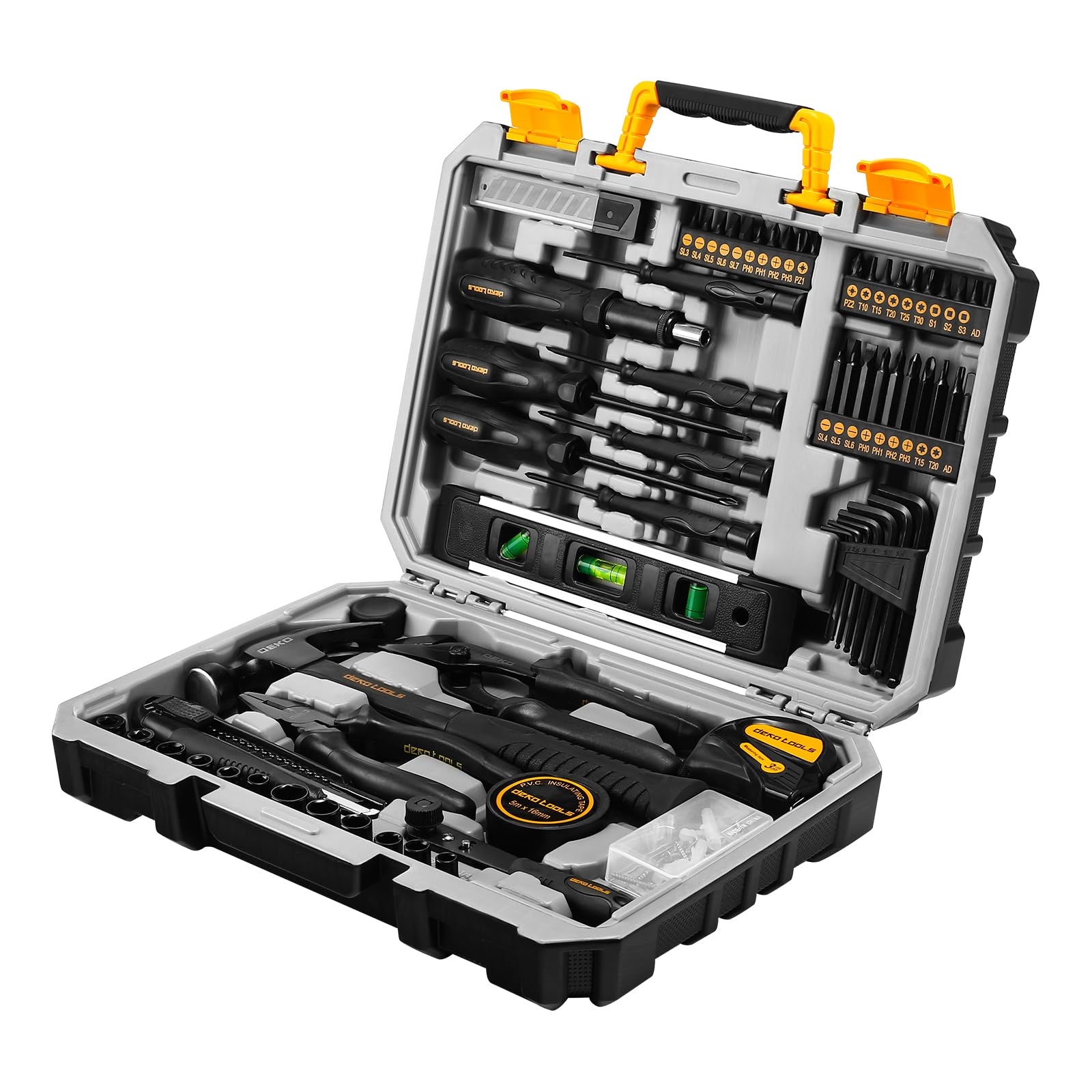DEKOPRO150 Piece Tool Set, General Household Hand Tool Kit, Home Repair Tool Kit with Plastic Toolbox Storage Case for DIY Project, Home Maintenance