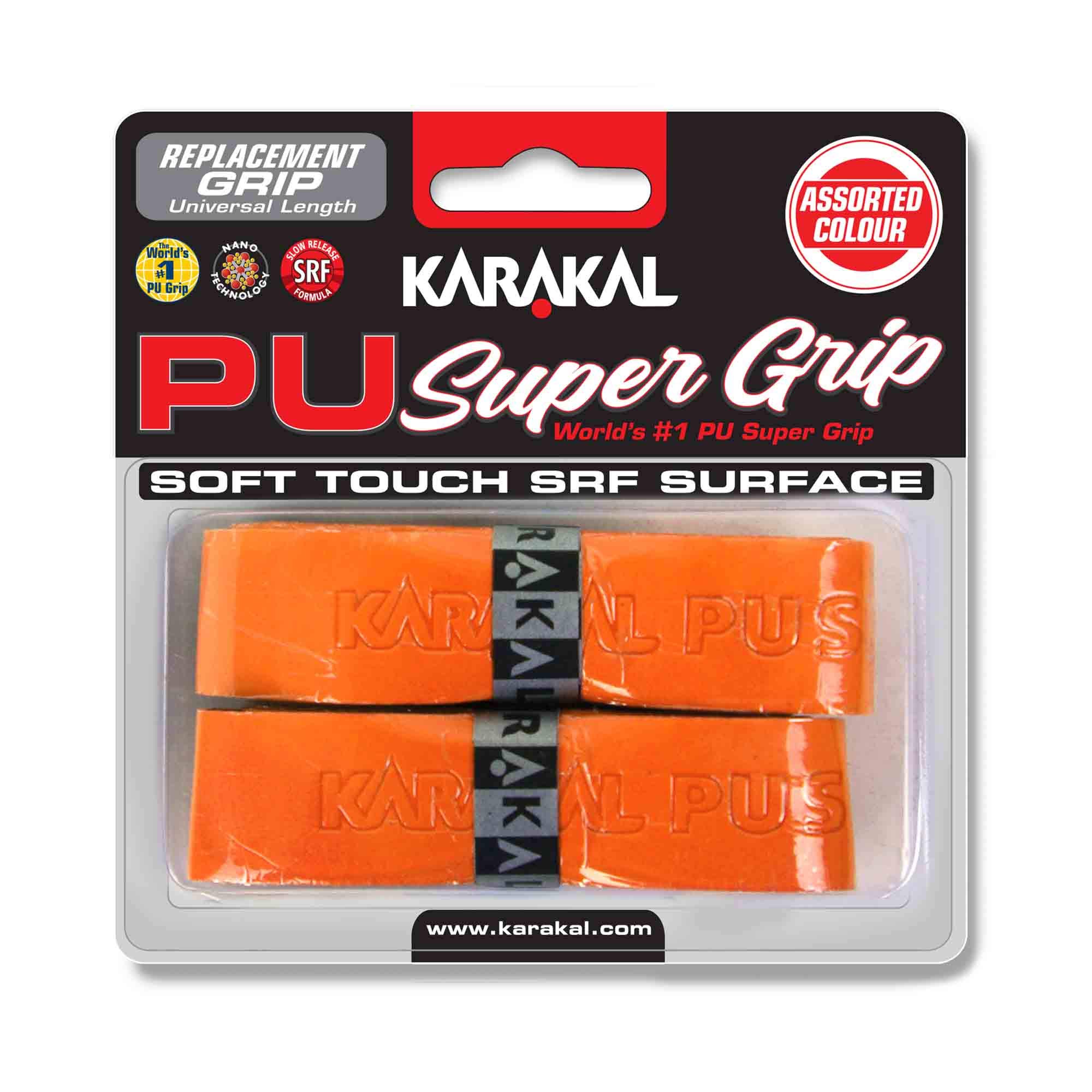 Karakal PU Super Replacement Grip - 2 grips, Colors- Orange