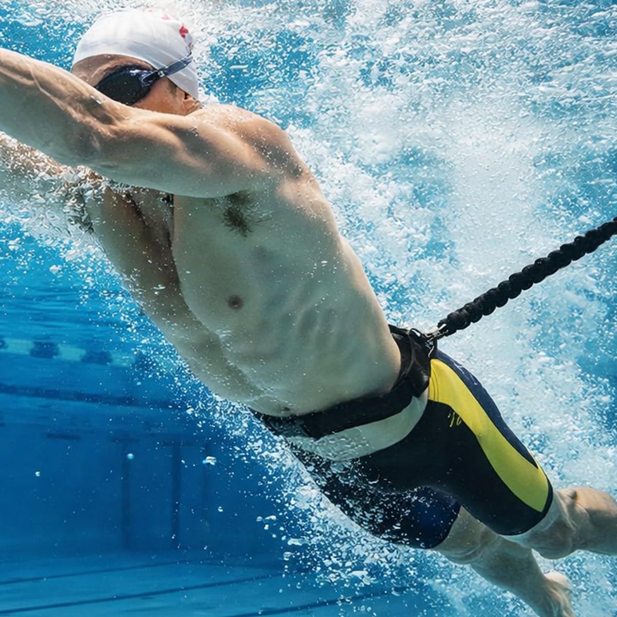 Schwimmseil für Pool Erwachsene, Schwimmgurt für Pool 2.5–7.5M, Schwimmwiderstand, Schwimmseil, Schwimmband für Pool Erwachsene