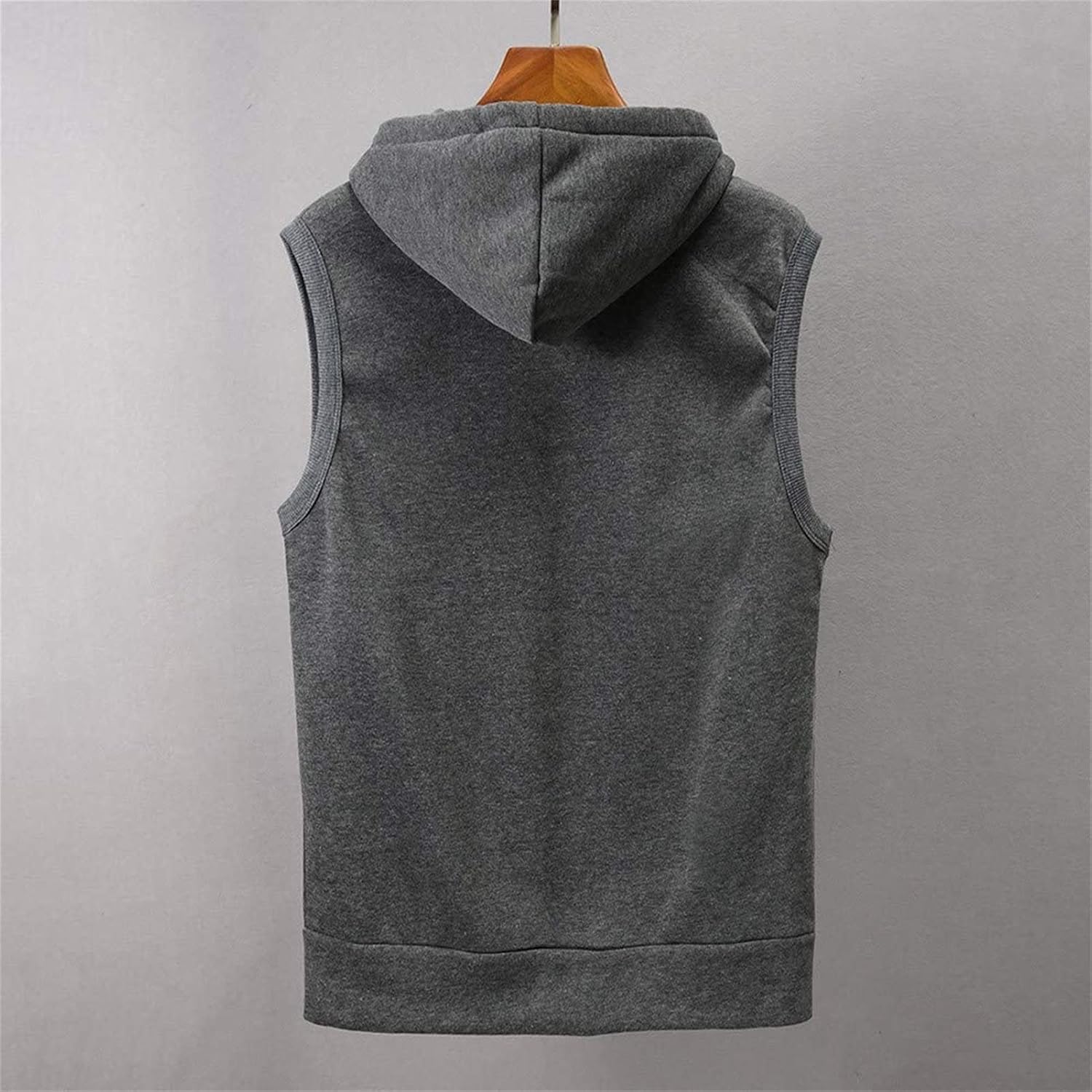 DGHM-JLMY Men's Trim Hooded Bodybuilding Fitness Solid Casual Zipper Sleeveless Hooded Zip-up Hooded Vest with Zipper