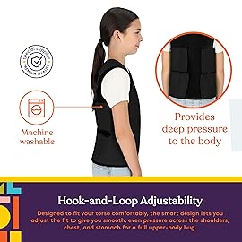 Special Supplies Sensory Compression Vest Deep Pressure Comfort for Autism, Hyperactivity, Mood Processing Disorders, Breathable, Form-Fitting, Kids and Adults (Medium (Pack of 1), Black)