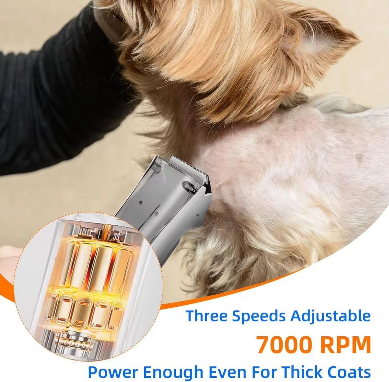 Omana 2-in-1 Portable Dog Grooming Vacuum Clipper Kit 3-Speed Low Noise Rechargeable Powerful Suction 99% Pet Cat Pet Hair Trimmer Shaver with Comb Shedding
