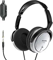 PHILIPS Fones de ouvido estéreo com fio Over Ear para Podcasts, fone de ouvido de monitoramento e gravação de estúdio para computador, teclado e guitarra com adaptador de adição de 6,3 mm (1/4') prata