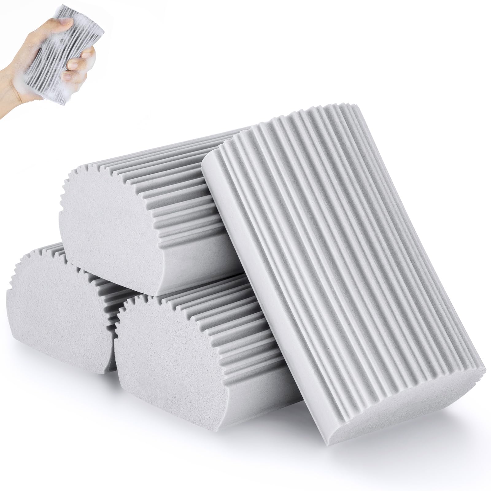 YFUIF 4 Pack Damp Clean Duster Sponge, Magic Sponge Eraser for Household Cleaning, Reusable Dusters Cleaning Supplies for Housekeeping, Dish, Blinds, Glass, Baseboards,Window Track Grooves and FaucetsCarbonfree Certified