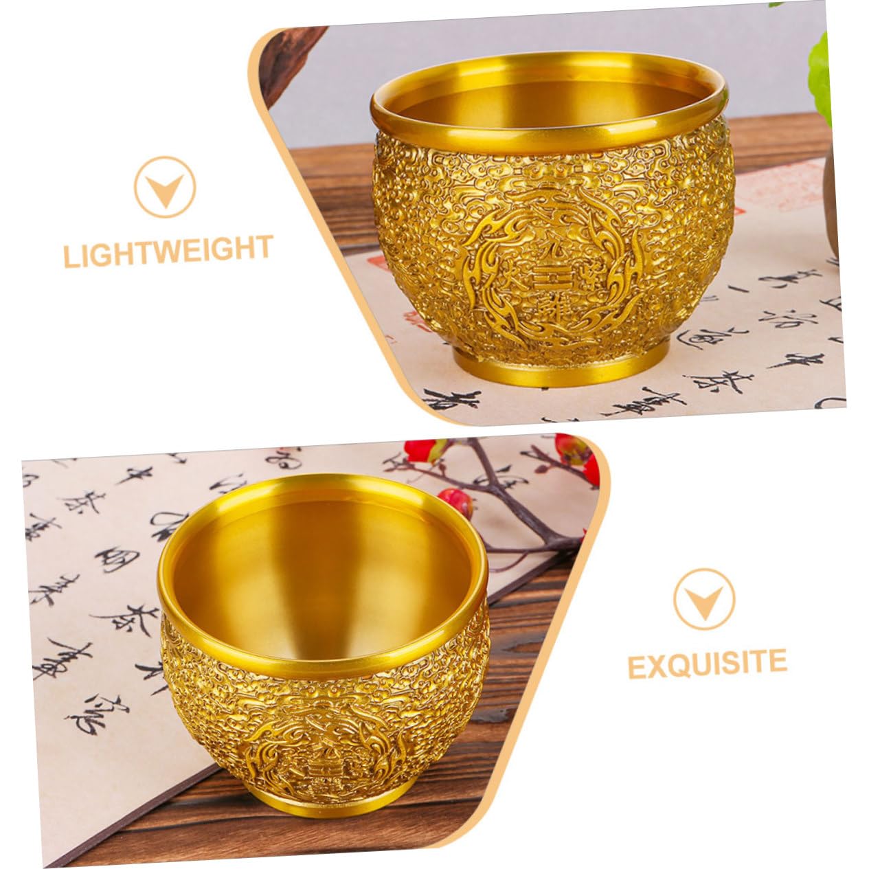 Ciotola Cinese in Ottone Decorazione per Ciotola Elemento Decorativo per Casa Ufficio Contenitore per Oggetti di Valore Regalo
