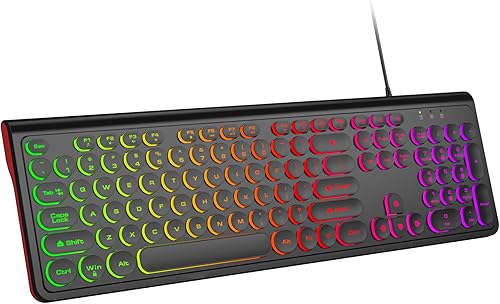 Teclado de computadora con cable USB con retroiluminación, teclado de oficina de tamaño completo con almohadilla numérica, indicadores de tapas,