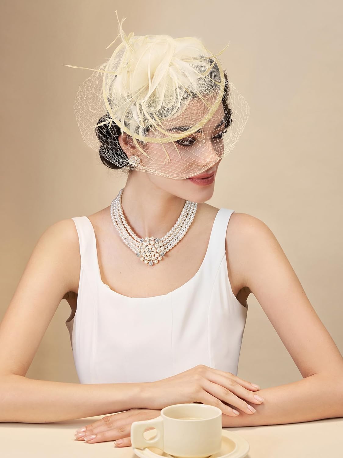 SWEETV Fascinators Hats for Women, Tulle Flower Tea Party Hats for Kentucky Derby, Cocktail, Wedding, Fancy Party - Image 3