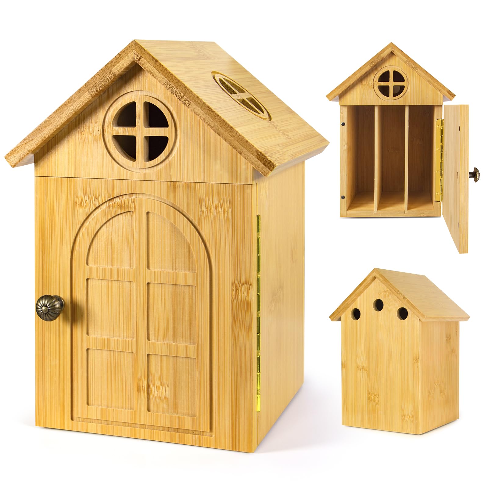 TUOBOUNDARY Cell Phone Box for Family Time — Premium Bamboo Phone Storage Box with Charging Ports, Holds Up to 6 Phones Self-Discipline Phone Holder